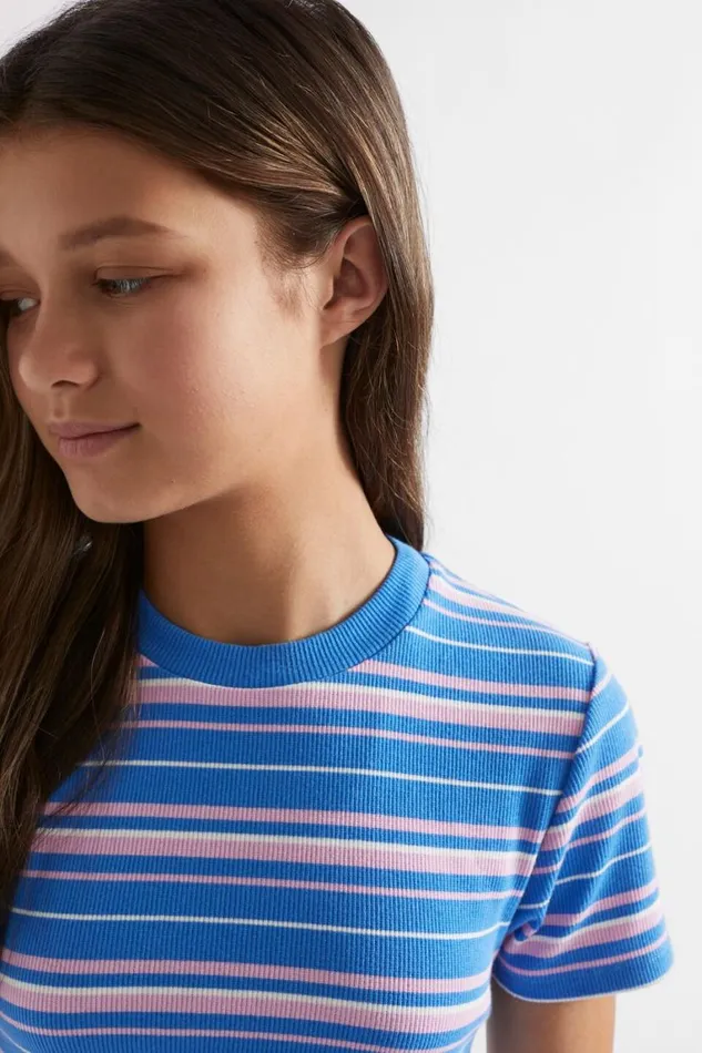 Seed Heritage TShirts and Tops Rib Stripe Tee Azure Blue 8211 Teen Girl