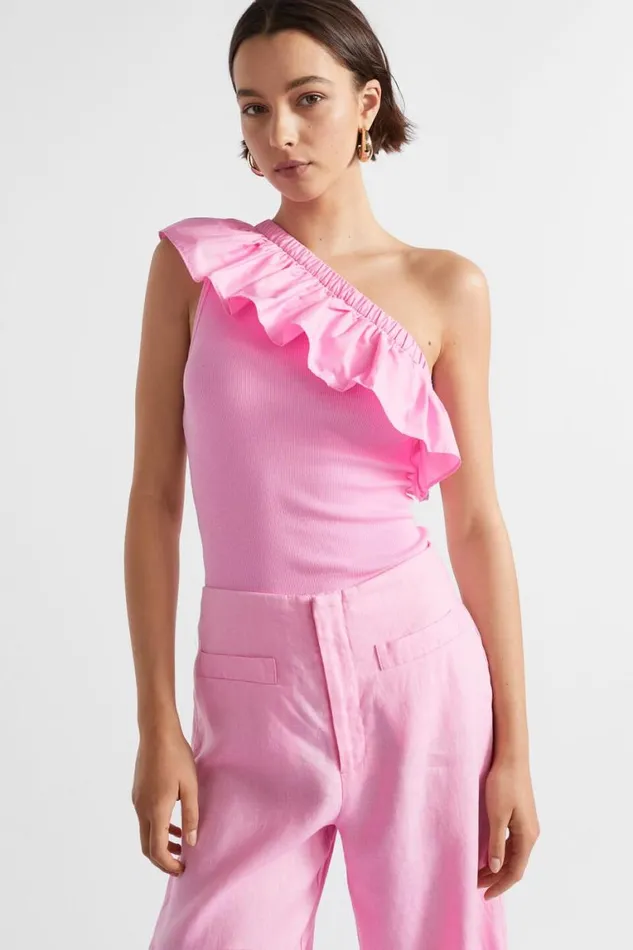 Seed Heritage TShirts and Tops Ruffle One Shoulder Tank Pink Gin 8211 Woman Seed Heritage TShirts and Tops Ruffle One Shoulder Tank Pink Gin 8211 Woman