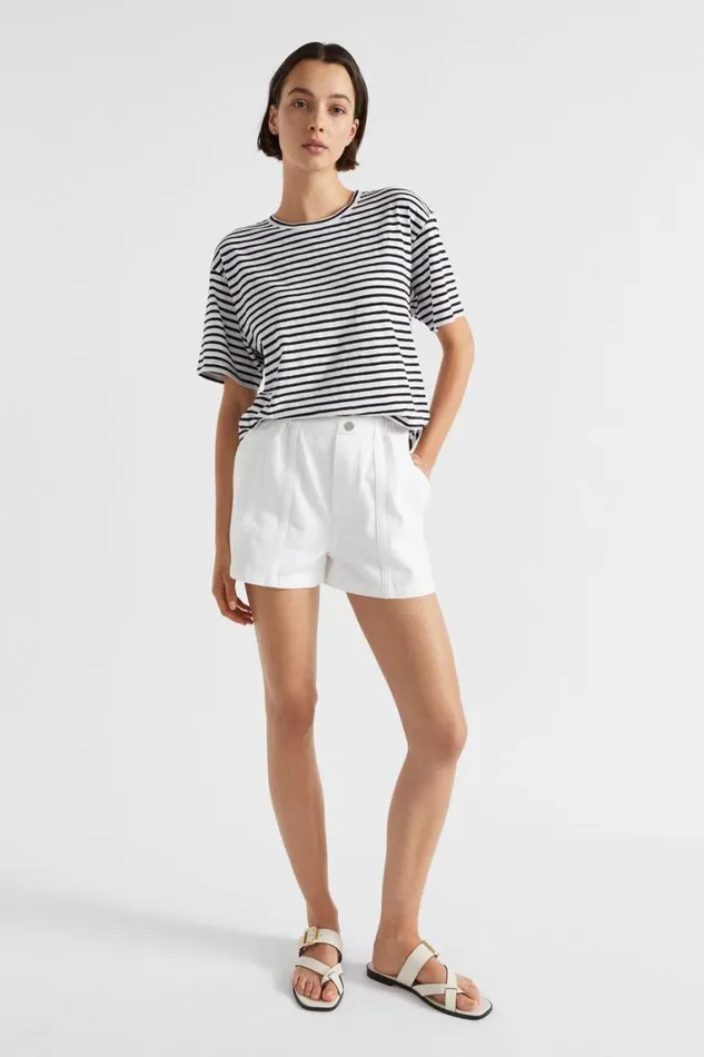 Seed Heritage TShirts and Tops Stripe Boxy Tee Mono Stripe 8211 Woman