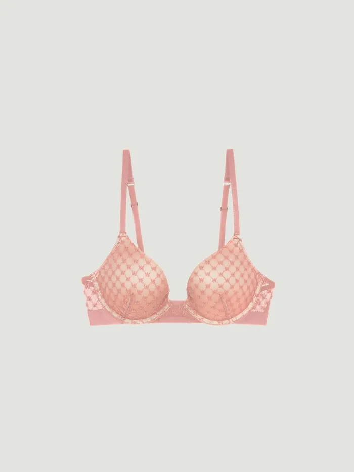 Sheer Logo PushUp Bra Powder Pink Women Wolford Bras