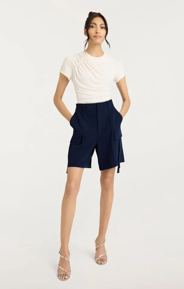 Shop Crepe Odilia Short Navy Cinq Sept Shorts