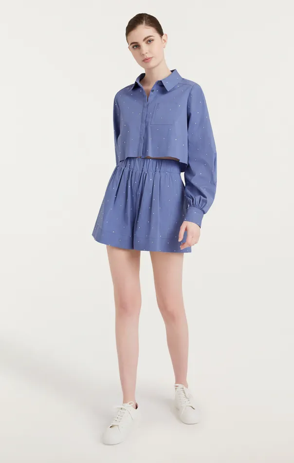 Shop Cropped Selina Top Soft Peri Cinq Sept Long Sleeve Tops