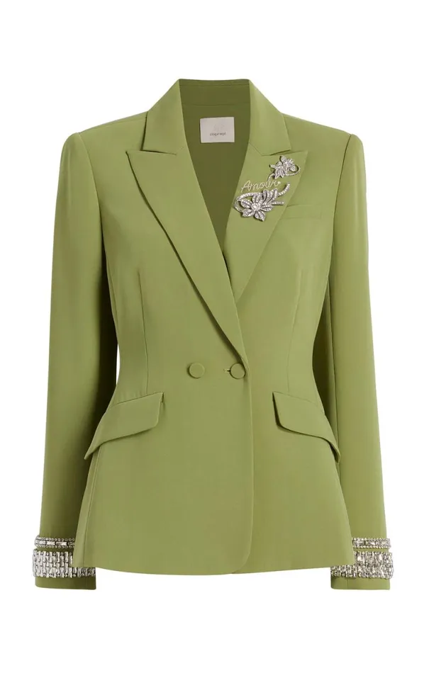 Shop Stacked Jewelry Embellished Cheyenne Blazer Moss Cinq Sept Blazers