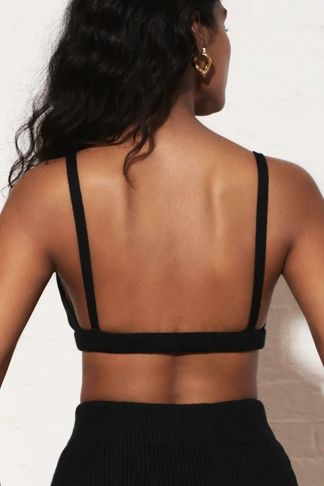 Shop Tops Mara Hoffman Cotton Kiko Bralette Black Shop Tops Mara Hoffman Cotton Kiko Bralette Black