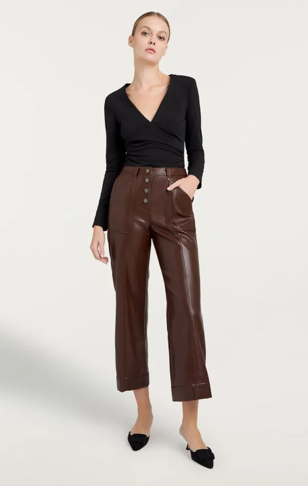 Shop Vegan Leather Benji Pant Tobacco Cinq Sept Pants