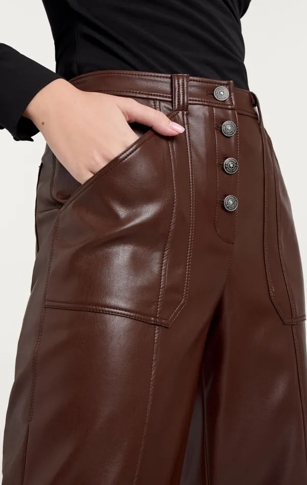 Shop Vegan Leather Benji Pant Tobacco Cinq Sept Pants