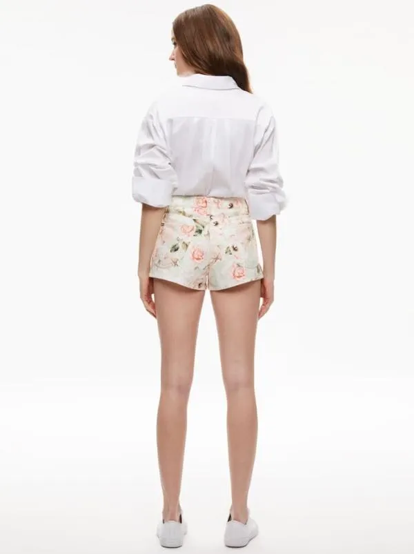 Shorts Women Alice Olivia AMAZING HIGH RISE DENIM VINTAGE SHORT Morningside Floral Pistachio