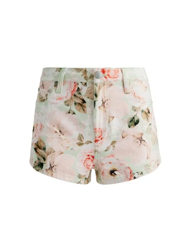 Shorts Women Alice Olivia AMAZING HIGH RISE DENIM VINTAGE SHORT Morningside Floral Pistachio