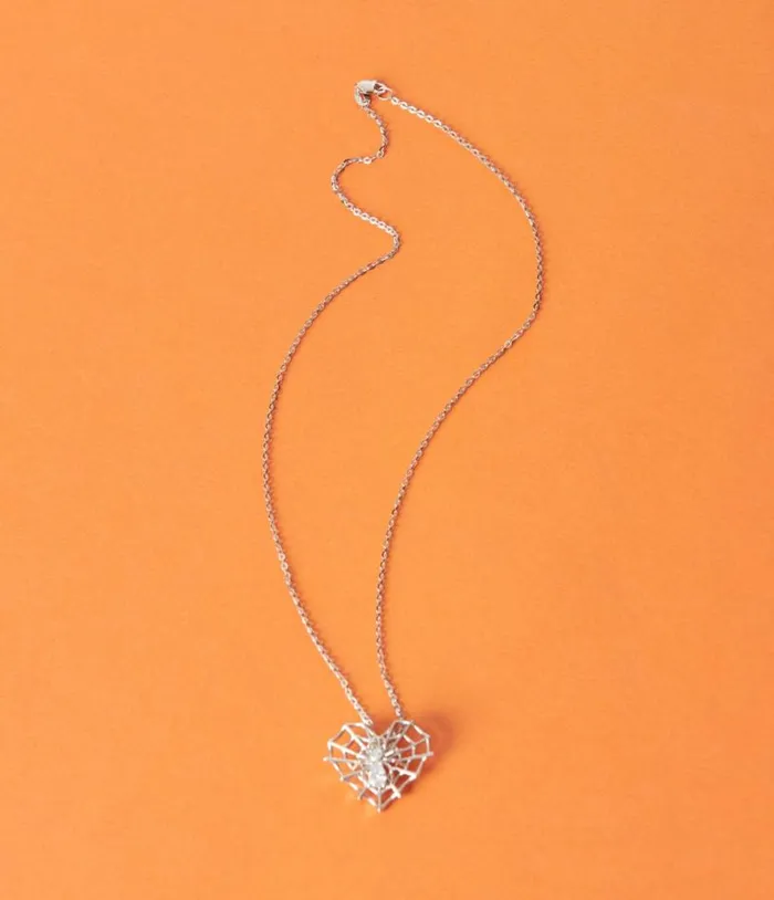 Silver Rhinestone Spider Love Necklace AccessoriesHalloween Unique Vintage Accessories Silver Rhinestone Spider Love Necklace AccessoriesHalloween Unique Vintage Accessories