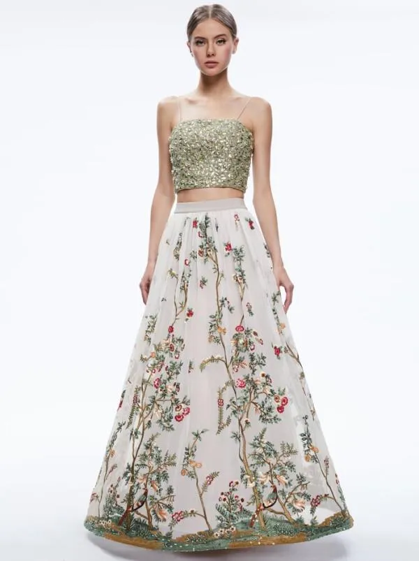Skirts Women Alice Olivia CATRINA EMBELLISHED GOWN MAXI SKIRT Champagnemulti