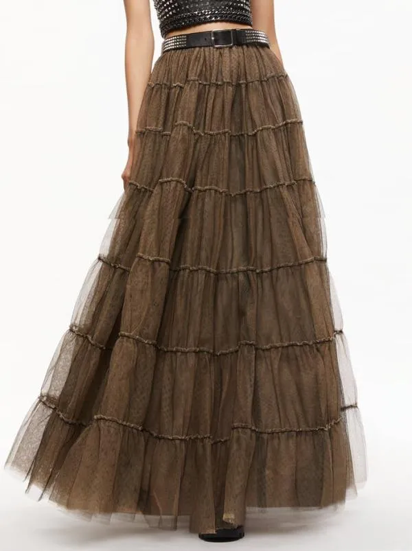 Skirts Women Alice Olivia DARCY TULLE STUDDED MAXI SKIRT Blackalmond