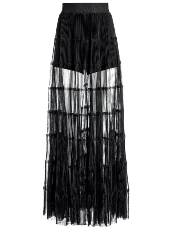 Skirts Women Alice Olivia LEVON PLEATED MAXI SKIRT WITH HOT PANT Black