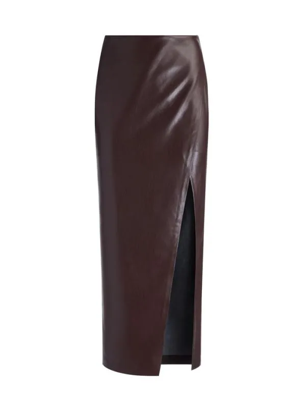 Skirts Women Alice Olivia SIOBHAN VEGAN LEATHER MAXI SKIRT Toffee
