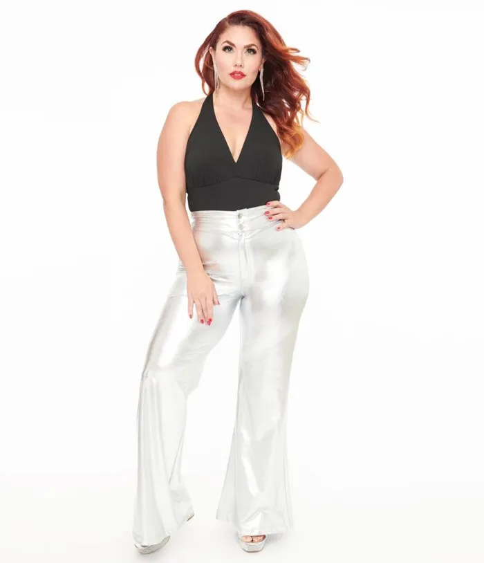 Smak Parlour 1960s Metallic Silver High Waist Flare Pants Clothing Unique Vintage Pants Smak Parlour 1960s Metallic Silver High Waist Flare Pants Clothing Unique Vintage Pants