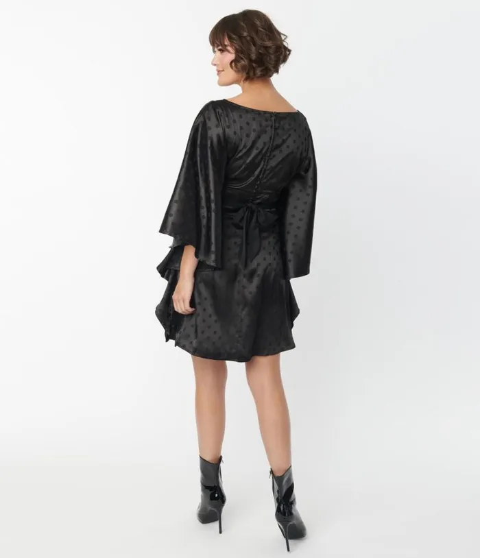 Smak Parlour Black Damask Dot Social Climber Caftan DressesPlus Unique Vintage Maxi