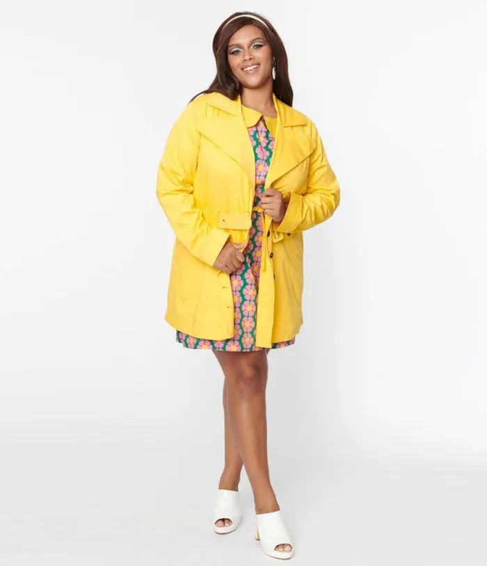 Smak Parlour Plus Size Yellow Belted Trench Coat ClothingPlus Unique Vintage Jackets