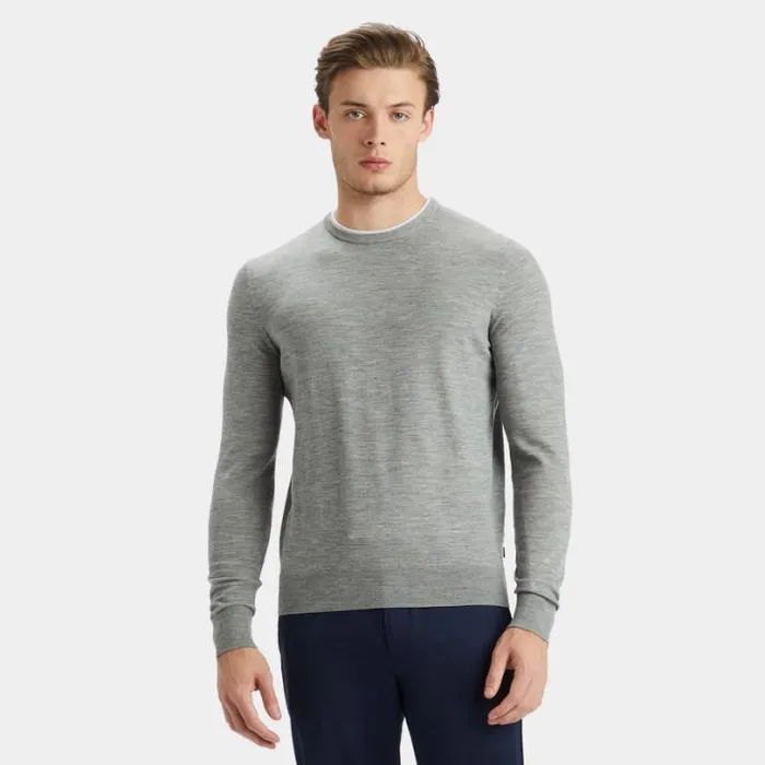 Sweaters Men GFORE CONTRAST MERINO WOOL BLEND CREWNECK SWEATER Heather Grey