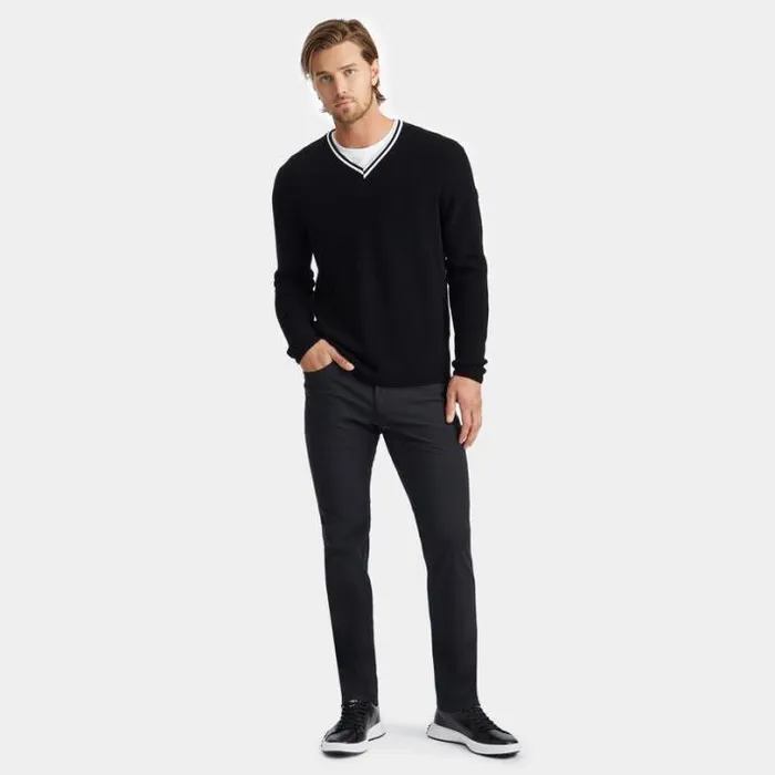 Sweaters Men GFORE V NECK WAFFLE KNIT MERINO WOOL SWEATER Onyx