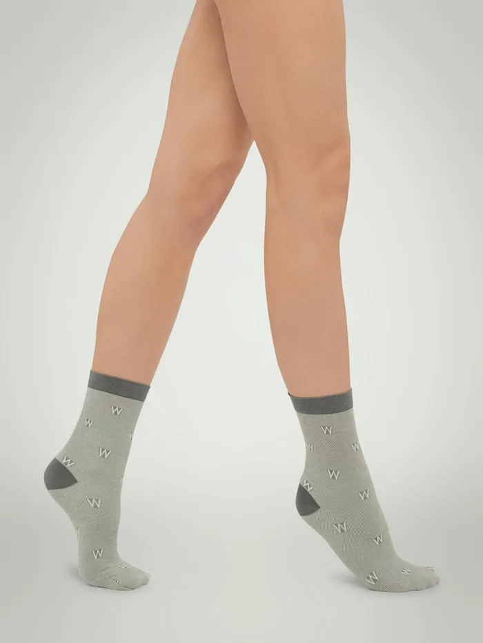 The W Cotton Socks Soft Pewter Off White Women Wolford Socks