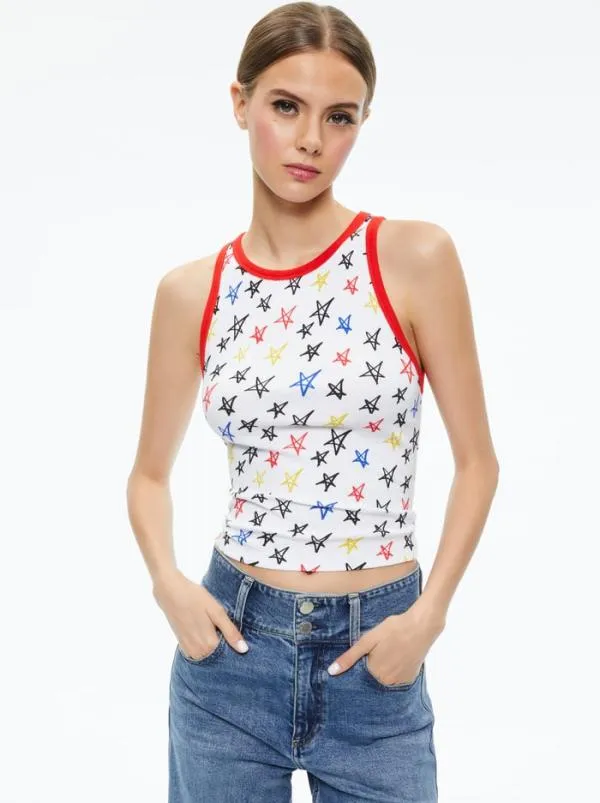 Tops Women Alice Olivia AO X LELE PONS STARS ALLEN TANK Cosmic Light