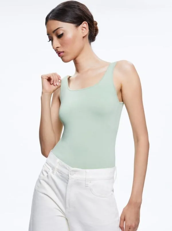 Tops Women Alice Olivia DARYN SCULPTING TANK Green Tea