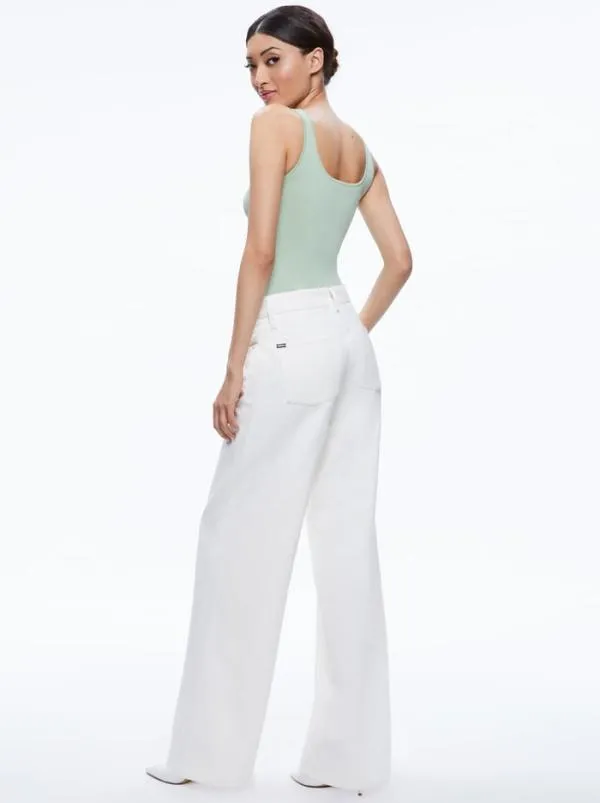 Tops Women Alice Olivia DARYN SCULPTING TANK Green Tea