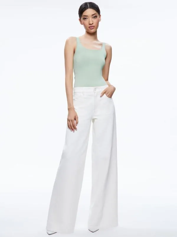 Tops Women Alice Olivia DARYN SCULPTING TANK Green Tea