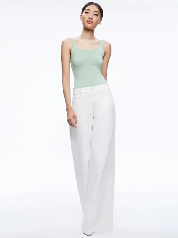Tops Women Alice Olivia DARYN SCULPTING TANK Green Tea