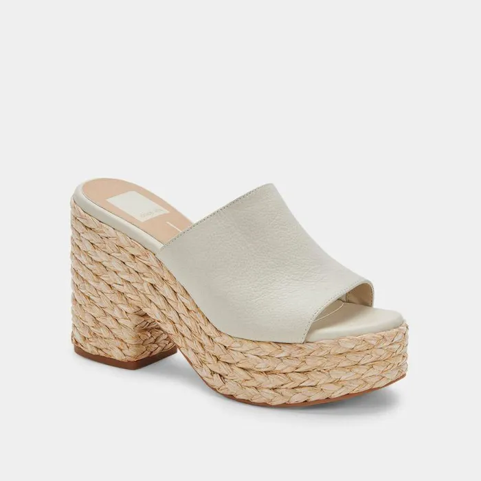 Wedges Shop Dolce Vita Elora Heels Ivory Leather Ivory Leather Heeled Sandals Ivory Leather