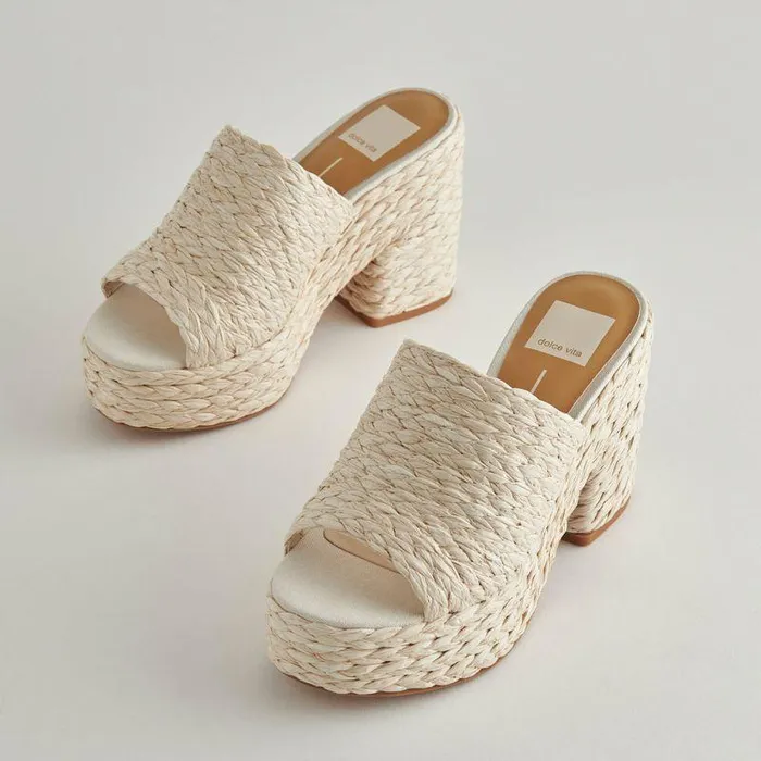 Wedges Shop Dolce Vita Elora Heels Offwhite Raffia Offwhite Raffia Heeled Sandals Off White Raffia