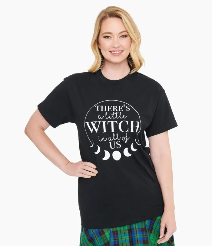 Wickedly Divine Shop Black There039s A Little Witch In All Of Us Unisex Graphic Tee ClothingPlus Unique Vintage Graphic Tees