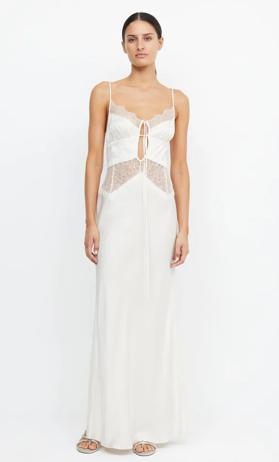 Woman Bec Bridge Maxi Dresses CELINE TIE MAXI DRESS CreamCream Woman Bec Bridge Maxi Dresses CELINE TIE MAXI DRESS CreamCream