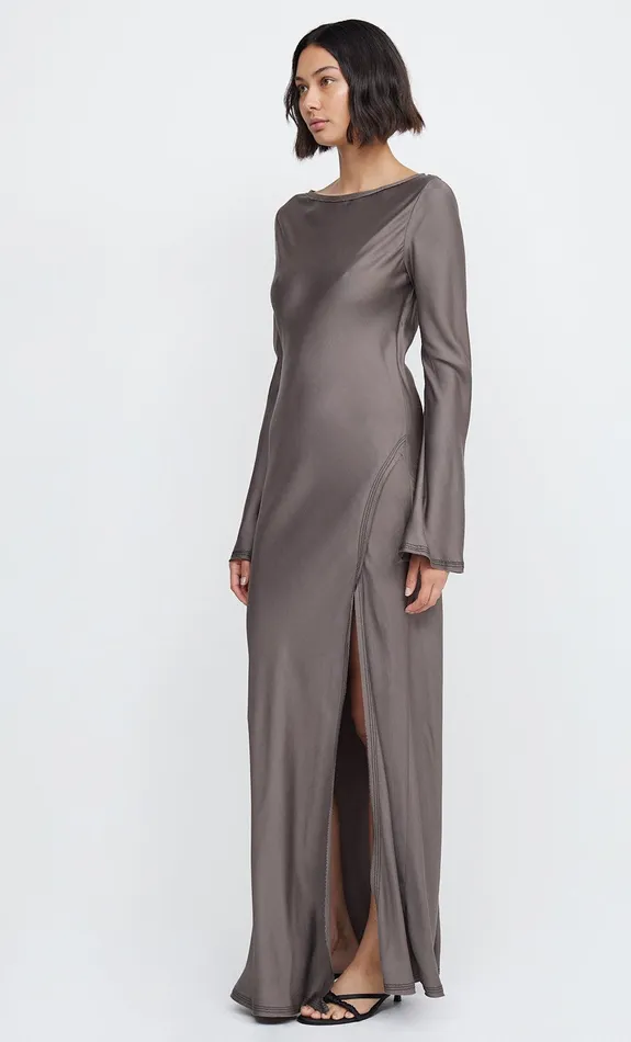Woman Bec Bridge Maxi Dresses KAI LONG SLEEVE SPLIT MAXI DRESS Pewter Woman Bec Bridge Maxi Dresses KAI LONG SLEEVE SPLIT MAXI DRESS Pewter