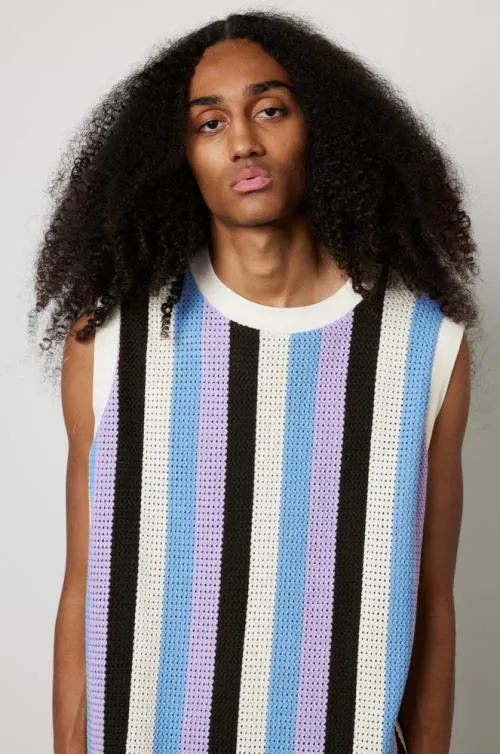 Women Knitwear Damson Madder Stripe Knit Vest