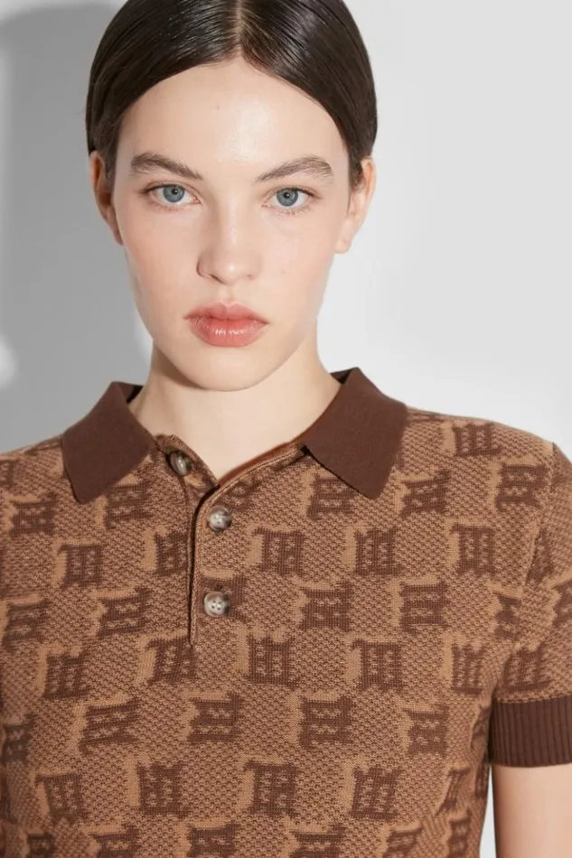 Women Knitwear MISBHV Knitted Monogram Polo Top Brown