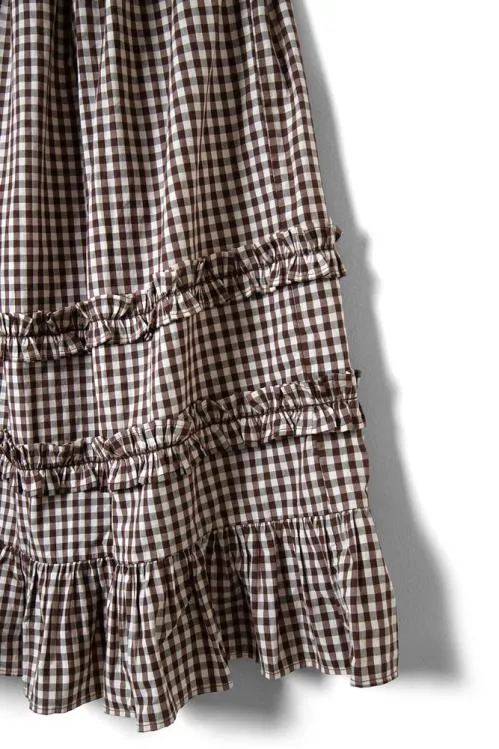 Women Skirts Damson Madder Rina Ruffle Skirt 8211 Chocolate Check