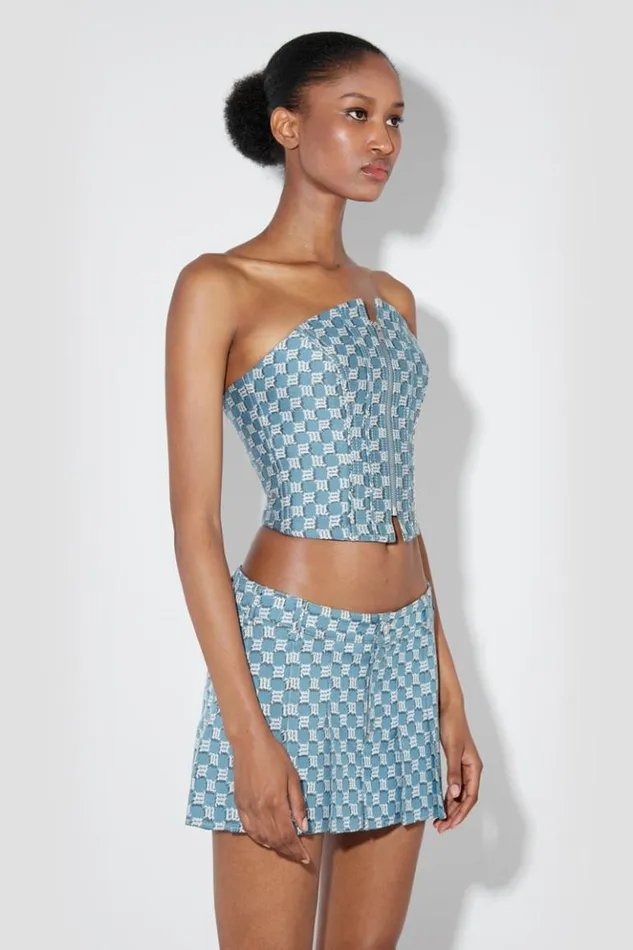 Women Tops MISBHV Jacquard Canvas Monogram Corset Top Blue