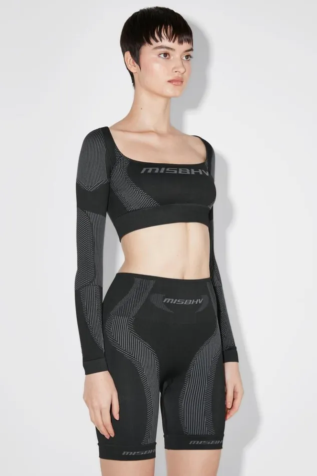 Women Tops MISBHV Sport Longsleeve Cropped Square Shaped Muted Black