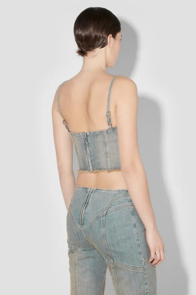 Women Tops MISBHV Sunset Wash Lara Laced Denim Corset Blue